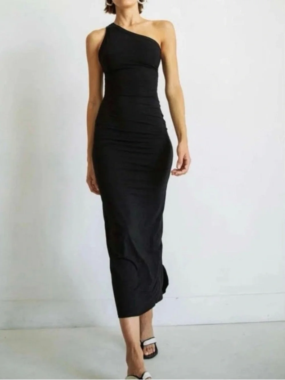 NWOT The Line by K Avalon One-Shoulder Black Maxi Dress Women’s Size Small - Picture 1 of 7